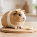 Cochon d'Inde avec une fine tranche de banane