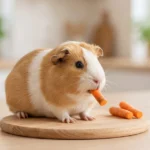 Cochon d'Inde mangeant un bâtonnet de carotte crue