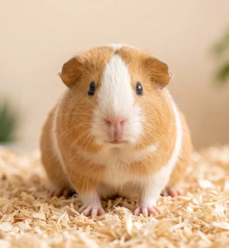 Cochon d'Inde en bonne santé sur une litière propre